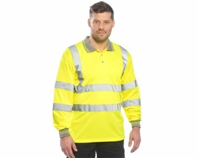 Portwest S277 Hi Vis Reflective Long Sleeved Safety Work Polo Shirt ANSI - Image 1 of 4