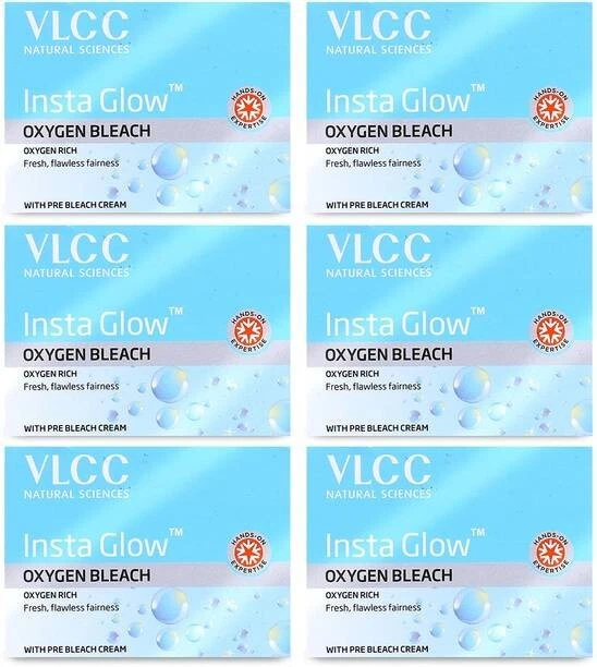 VLCC Insta Glow Oxygen Bleach each 30g (180 g) pack of 6 - Image 1 of 3