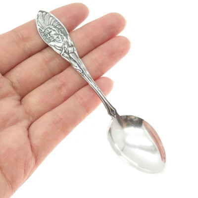 HOWARD Sterling Silver Antique 1891 Indian Chief States & Cities Coffee Spoon - Image 1 of 4