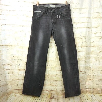Energie Sixty Y2K Marrey Jean Men 30x28.5 Black Distress Relaxed Button Fly Rock - Image 1 of 4