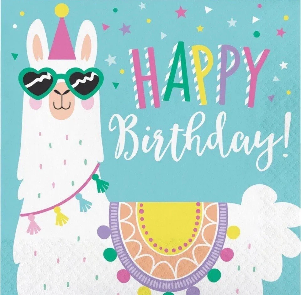 Llama Party Happy Birthday Lunch Napkins (16) - Image 1 of 1