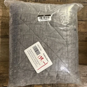 Set of 2 Pottery Barn Belgian Flax Quilted Diamond Linen Standard Shams Charcoal - Picture 1 of 3