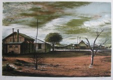 KENNETH JACK AUSTRALIAN RARE LITHOGRAPH "CAMOOWEAL QUEENSLAND" 1972