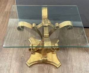 Gold Base Accent/Side Table With Glass Top - Picture 1 of 8