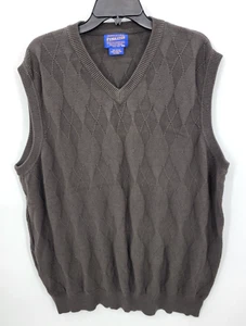 Pendleton Sweater Vest Mens Brown Argyle Cotton Pullover Vintage Y2K Preppy 90s - Picture 1 of 7