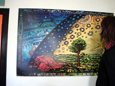 GIANT FLAMMARION ENGRAVING 1888: Psychedelic Flat Earth Poster of Firmament Dome - Image 1 of 4