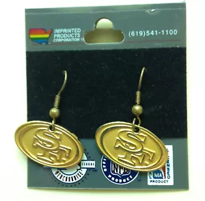 PENDIENTES COLGANTES VINTAGE AÑOS 90 San Francisco SF 49ers con licencia NFL nuevos stock antiguo - Imagen 1 de 2