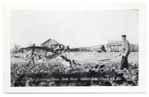 Exaggeration Printed Postcard Conard Number C-20 Farmer Plow Large Grasshopper - Picture 1 of 2