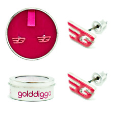 Women's Golddigga Ear Studs 'G' Logo Hot Pink Cerise In Box - Brand New