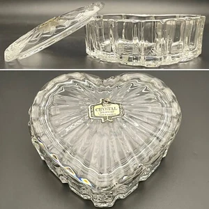 Zajecar Crystal Heart Trinket Box 24% Lead Crystal Made in Yugoslavia 4"x3"x2" - Picture 1 of 11