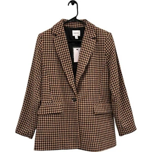 Nine West Blazer Jacke Hahnentritt schwarz hellbraun Wollmischung einreihig Gr. S - Bild 1 von 11