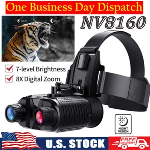 HD Clear Night Vision Goggle Binoculars Digital IR Head Mounted Rechargeable USB - Picture 1 of 15