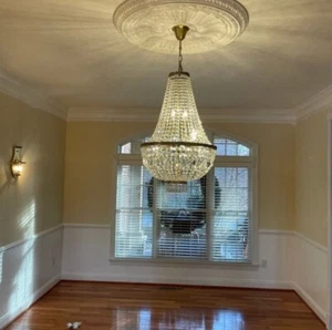 METROPOLITAN 8 LIGHT ANTIQUE BRONZE FINISH AND CLEAR CRYSTAL CHANDELIER - Picture 1 of 4