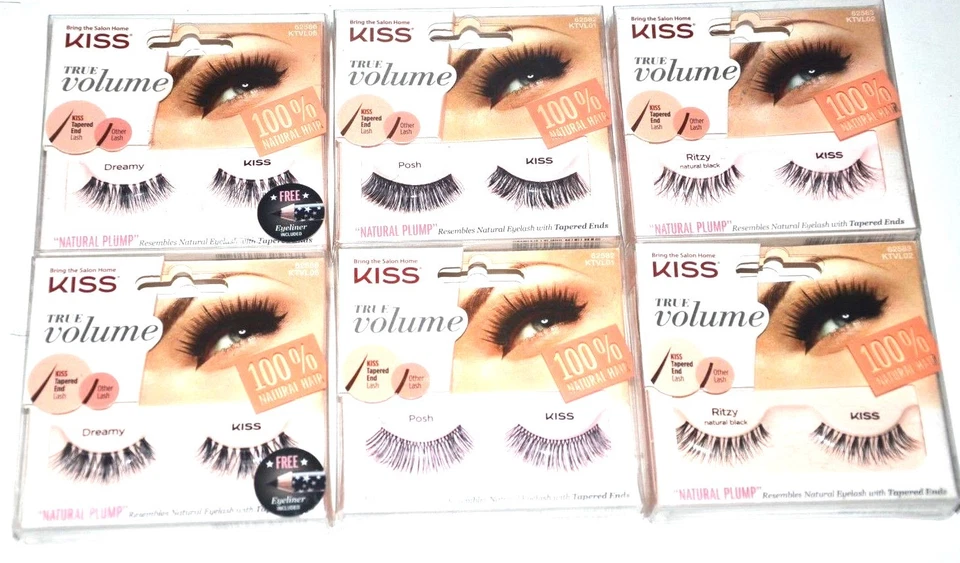 2 Packs Kiss True Volume Natural Plump Eyelashes 100% Natural Hair Choose Style - Image 1 of 1
