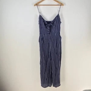 Perfect Stranger womens jumpsuit size 12 navy blue striped sleeveless 108711 - Picture 1 of 10
