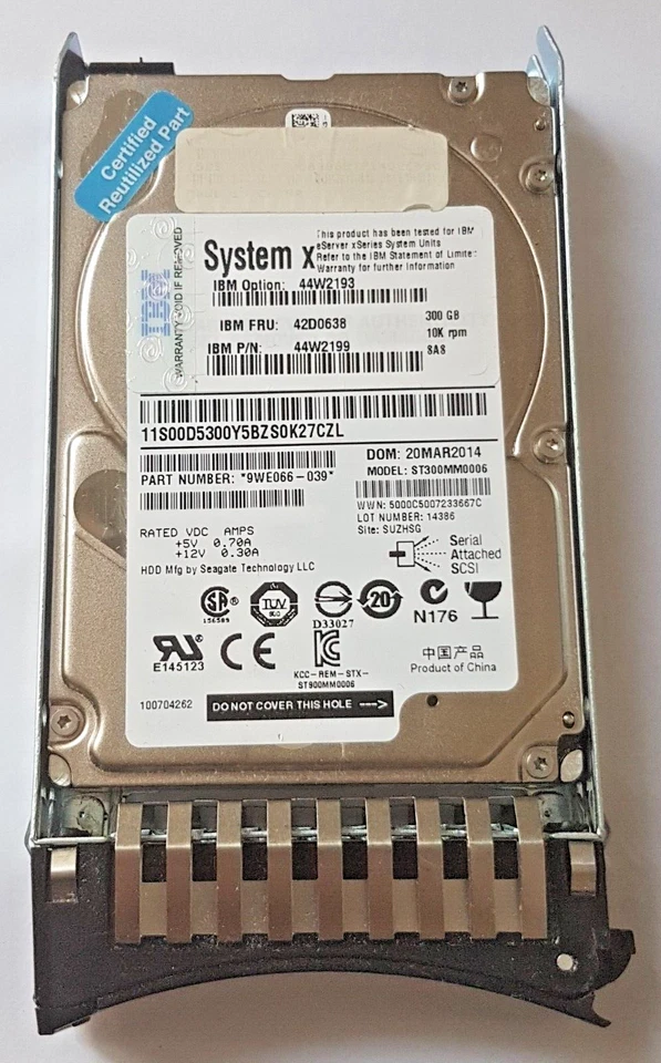 300 GB SAS IBM System X 44W2193 10K RPM HDD 2.5 " Internal Hard Drive+Caddy - Image 1 of 1
