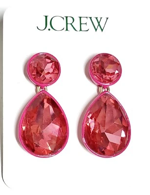 Pendientes colgantes dobles brillantes J.Crew latón chapado en oro fucsia vibrante BQ556 nuevos Foto 1 de 4