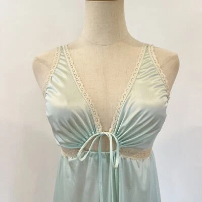  Camisón Miss Elaine Vintage Verde Peignoir Nylon Antiguo Hollywood  Foto 1 de 4