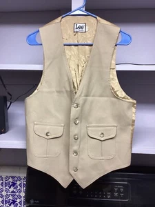 vintage Lee vest for the man deadstock tan 1970s 40 never worn - Picture 1 of 8