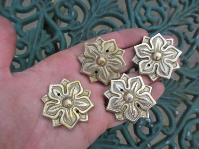 Brass Flower Ormolu Furniture Hardware Gold Mount Clover Flower Antique STYLE 2" - Image 1 of 4