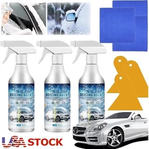 3× Car Deicing Agent Kit Windshield Ice Remover Spray Defroster Melting Deicer - Picture 1 of 14