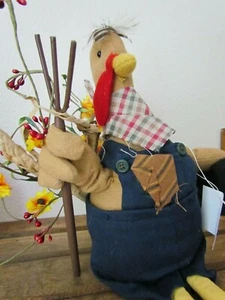 Country Farmer TURKEY Table Sitter ~ Thanksgiving ~ NEW w sunflowers & pip berry - Bild 1 von 12