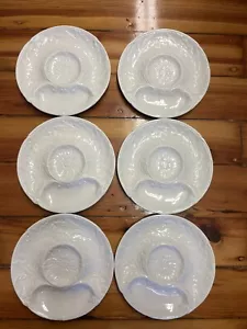 Vintage PV Frankreich Majolika Artischocken Teller weiß Blumen Stck 6 keine Chips keine Risse - Bild 1 von 9