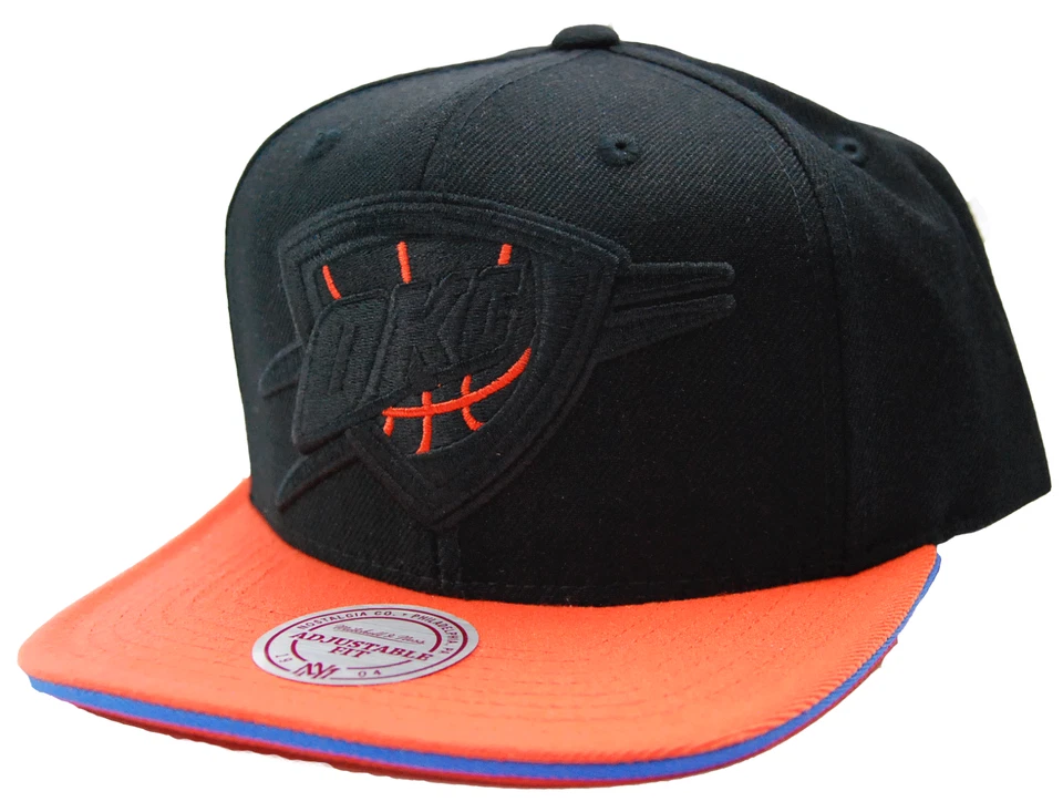 OKC Oklahoma City Thunder Mitchell & Ness Blackout NBA Basketball Snapback Cap