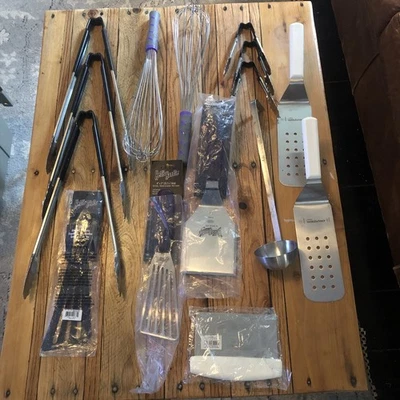 Lot New Restaurant Quality Cooking Utensils Tongs Flippers Ladle Scraper Whisks - Image 1 of 4