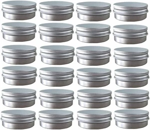 24 Pack (1 Oz/30ml) Screw Top Round Aluminum 1 Ounce (Pack of 24), 1 Oz/30ml - Foto 1 di 8