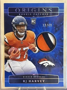 2025 Panini Origins Football RJ Harvey Rookie 3 Color Patch /49  RC BRONCOS - Picture 1 of 5
