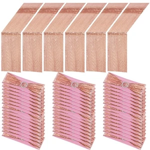 54 Pcs Rose Gold Sequin Chair Sashes and Table Runners, 48 Sequin Chair Bows,... - Picture 1 of 6