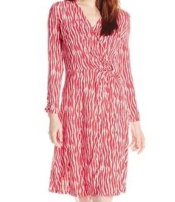 Vestido Pendleton Nuevo con Etiquetas Coral y Blanco Rayas Onduladas Imitación Envoltura Breezeway Talla LP Pequeño Foto 1 de 4