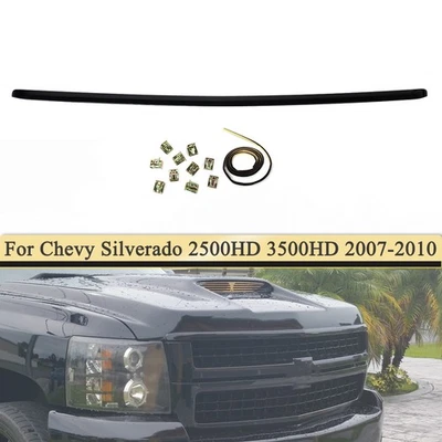 For 2007-2010 Chevy Silverado 2500HD 3500HD Gloss Black Grille Hood Molding Trim Foto 1 de 4