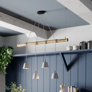 Lucande Asta Pendelleuchte Hängeleuchte Deckenlampe Lampe Leuchte Holz grau 667 - Bild 1 von 9