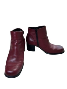 White Mountain Fairchild II rote Damen-Lederstiefel Größe 7,5 seitlicher Reißverschluss Blockabsatz - Bild 1 von 13