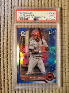 2022 BOWMAN CHROME PROSPECTS BLUE REFRACTOR #BCP50 ELLY DE LA CRUZ 3/150 PSA 9 - Picture 1 of 2
