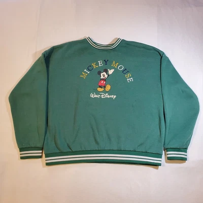 Sudadera Estilo Vintage Disney Mickey Mouse Mujer Mediana Verde Bordada Foto 1 de 4