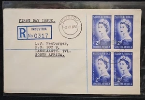 1953 British South Africa QE2 Coronation Registered FDC, Industria to Langlaagte - Picture 1 of 5