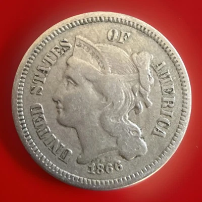 1866-P Three Cent (3c) Nickel sold as pictured FAST SHIPPING! 165 - Image 1 of 4