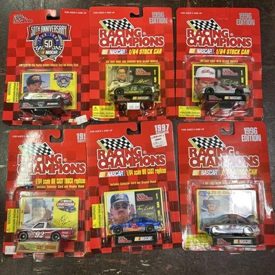 Lot of 6 Racing Champions #1:64 Car With Stand Labonte #5, 92, 43, 75 - Image 1 of 4