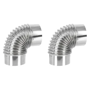  2 Stück Ofenbogen Rohr Edelstahl Rauchabzug 6 Zoll Dämpfer Schornstein Adapter gebogen - Bild 1 von 12