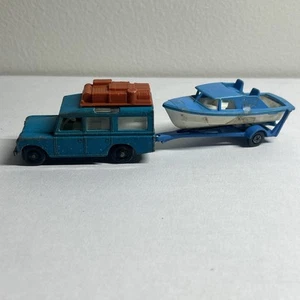 VTG Matchbox Land Rover Safari No. 12 W/Boat & Trailer No. 9 - Picture 1 of 11