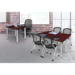 Kee 42" Square Breakroom Table- Mahogany/ Chrome - Picture 1 of 3