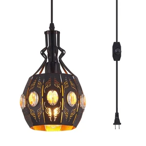 Hanging Lamp Swag Lights Plug in Pendant Light,Hanging Lights with Plug in Co... - Picture 1 of 9