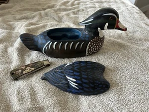 United Wildlife Series Duck Decoy With Knife Compartment Original Art Larry Duke - Picture 1 of 13