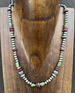Collana di perle in argento sterling viola ostrica spinosa Sonoran oro turchese - Foto 1 di 12
