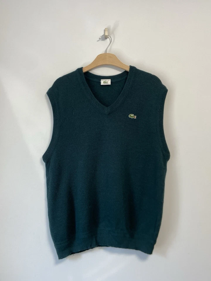 Lacoste 复古背心羊毛 Y2K 风格 6 码男式 — 第 1/4 张图片