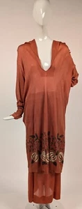 EDWARDIAN TEENS JERSEY 2 PC DRESS W METALLIC + FLORAL EMBROIDERY - Picture 1 of 9