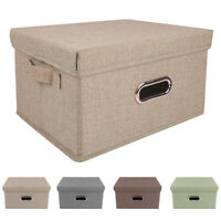 PRANDOM Large Collapsible Storage Bins with Lids [5-Pack] Leather 